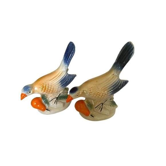 Vintage Lusterware Birds Avifauna with Fruit Made in Brazil Ceramic Figurines - Picture 11 of 16